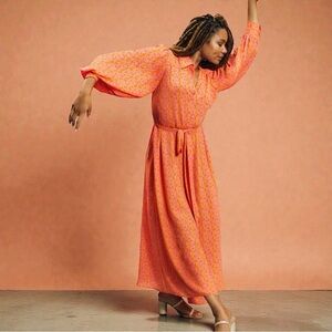 NWT Alexis for Target Orange & Pink Floral Robe Style Blouson Sleeve Dress Sz 3X